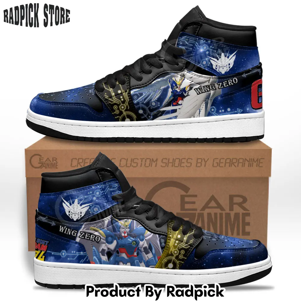 Wing gundam zero air jordan high top sneakers anime mv14  rp0357467